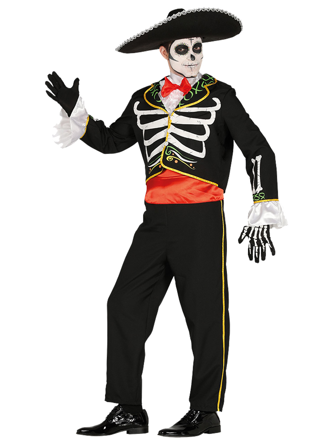 Mens Day Of The Dead Costume Mexican Bond Skeleton Halloween Fancy ...