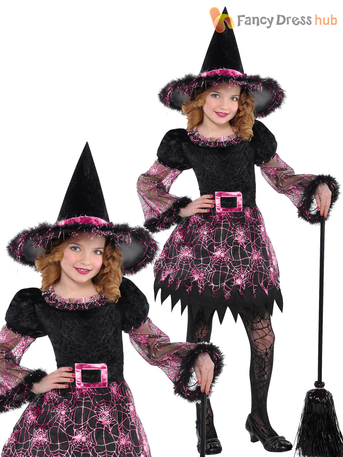 Halloween Witch Dress Nero Arancione Stelle Ragazze Outfit Vestiti Abbigliamento Abbigliamento Abbigliamento bambina Vestiti 