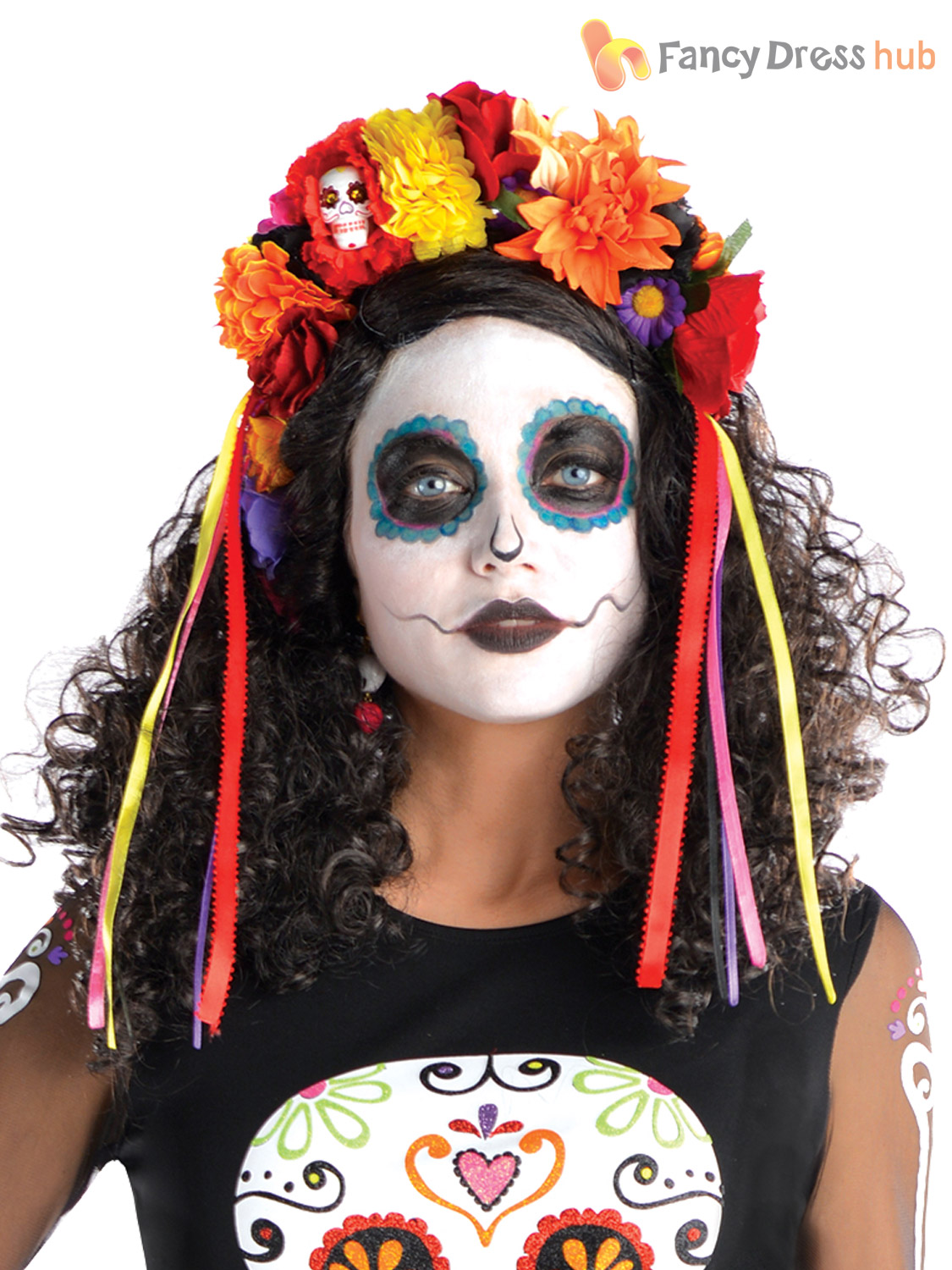 Ladies Mens Day Of The Dead Halloween Mexican Fancy Dress Costume Accessory 