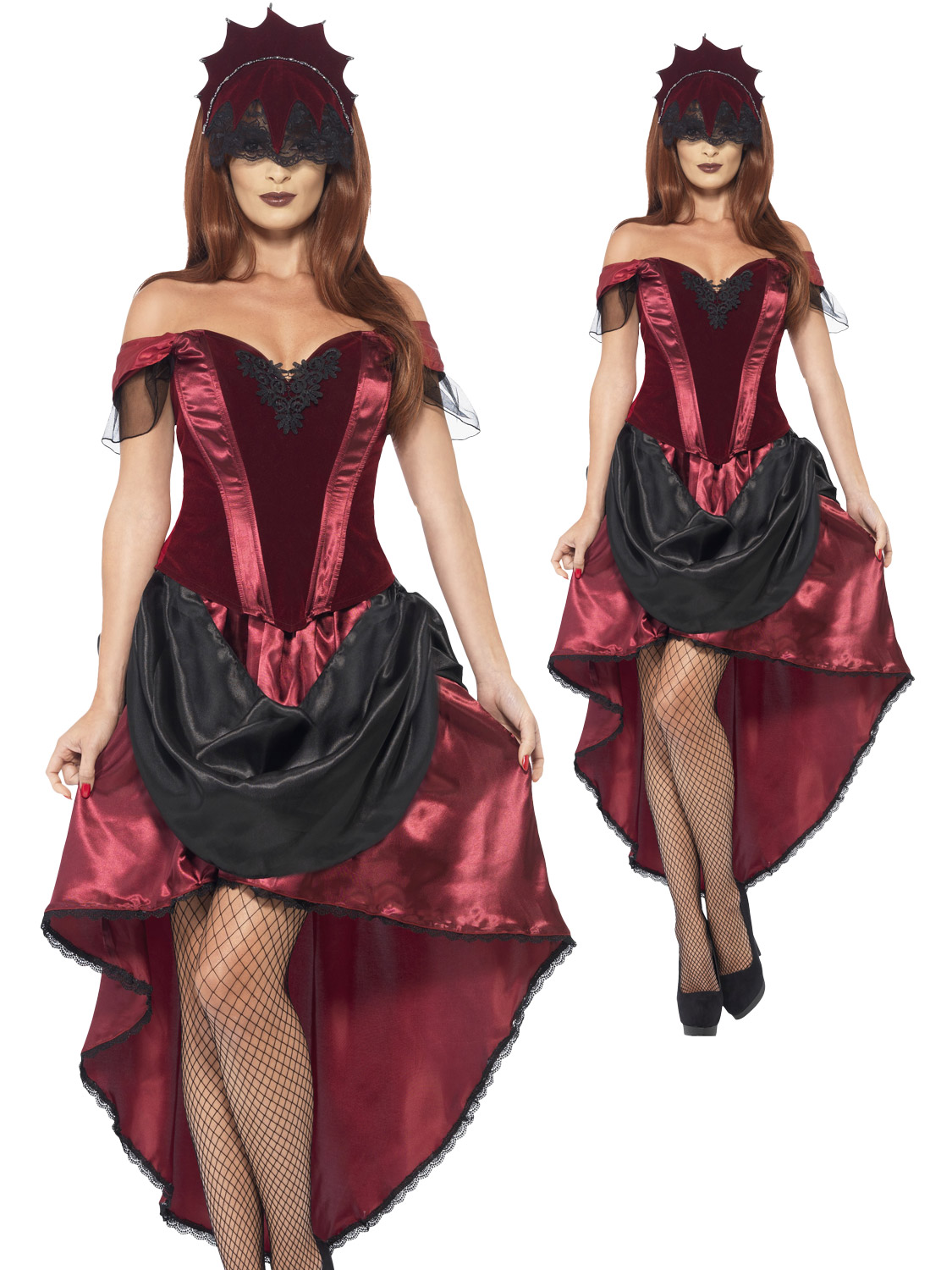 Ladies Vampire Burlesque Halloween Fancy Dress Costume Day Of The Dead