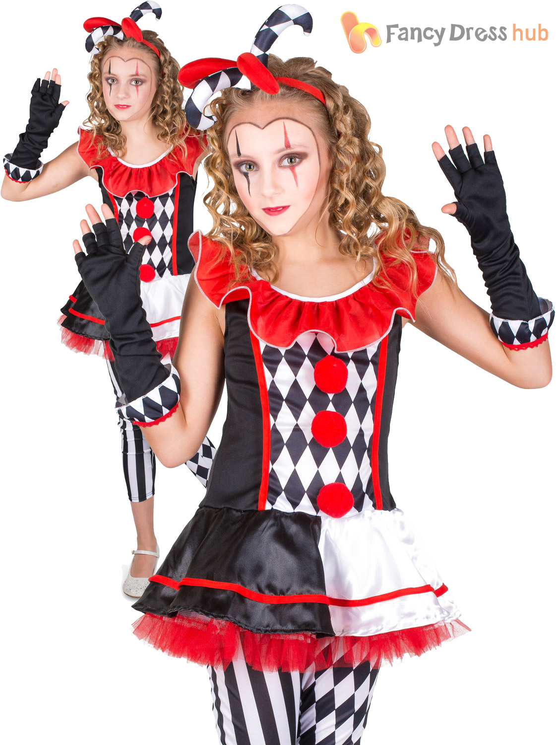 Harlequin Cutie Girls Halloween Fancy Dress Carnival Circus Childs Kids Costume Harlequin Cutie Girls Halloween Fancy Dress Carnival Circus Childs Kids Costume