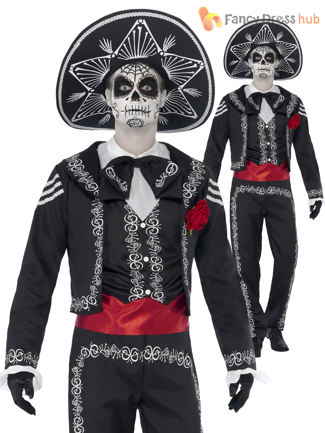 Kleidung & Accessoires Herrenkostüme Mens Skeleton Day Of The Dead