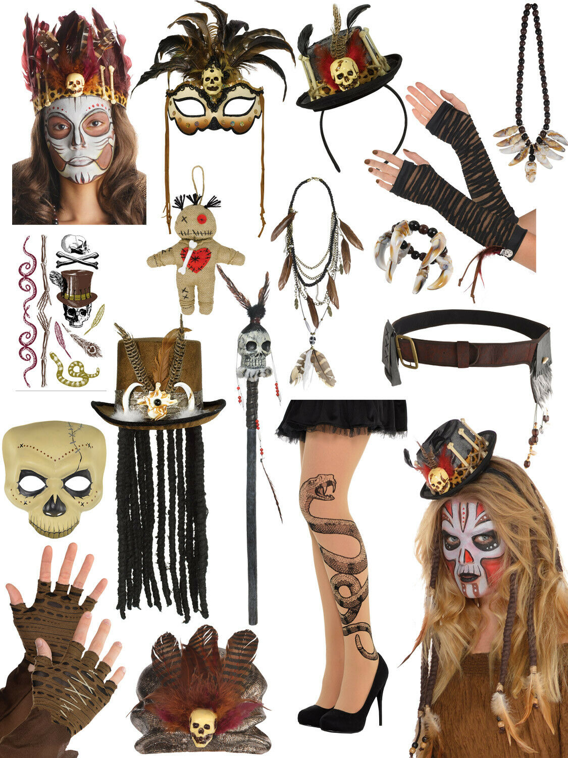 Adult Witch Doctor Fancy Dress Mens Ladies Halloween Costume Accessories Outfit Ebay