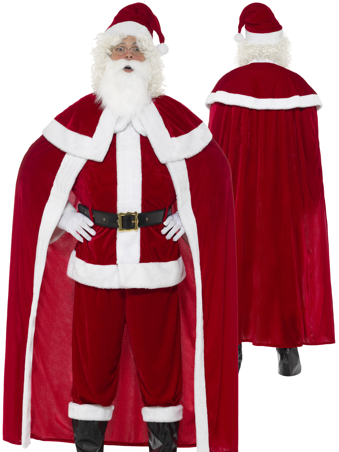 Mens Deluxe Santa Claus Costume Adults Father Christmas Fancy Dress 