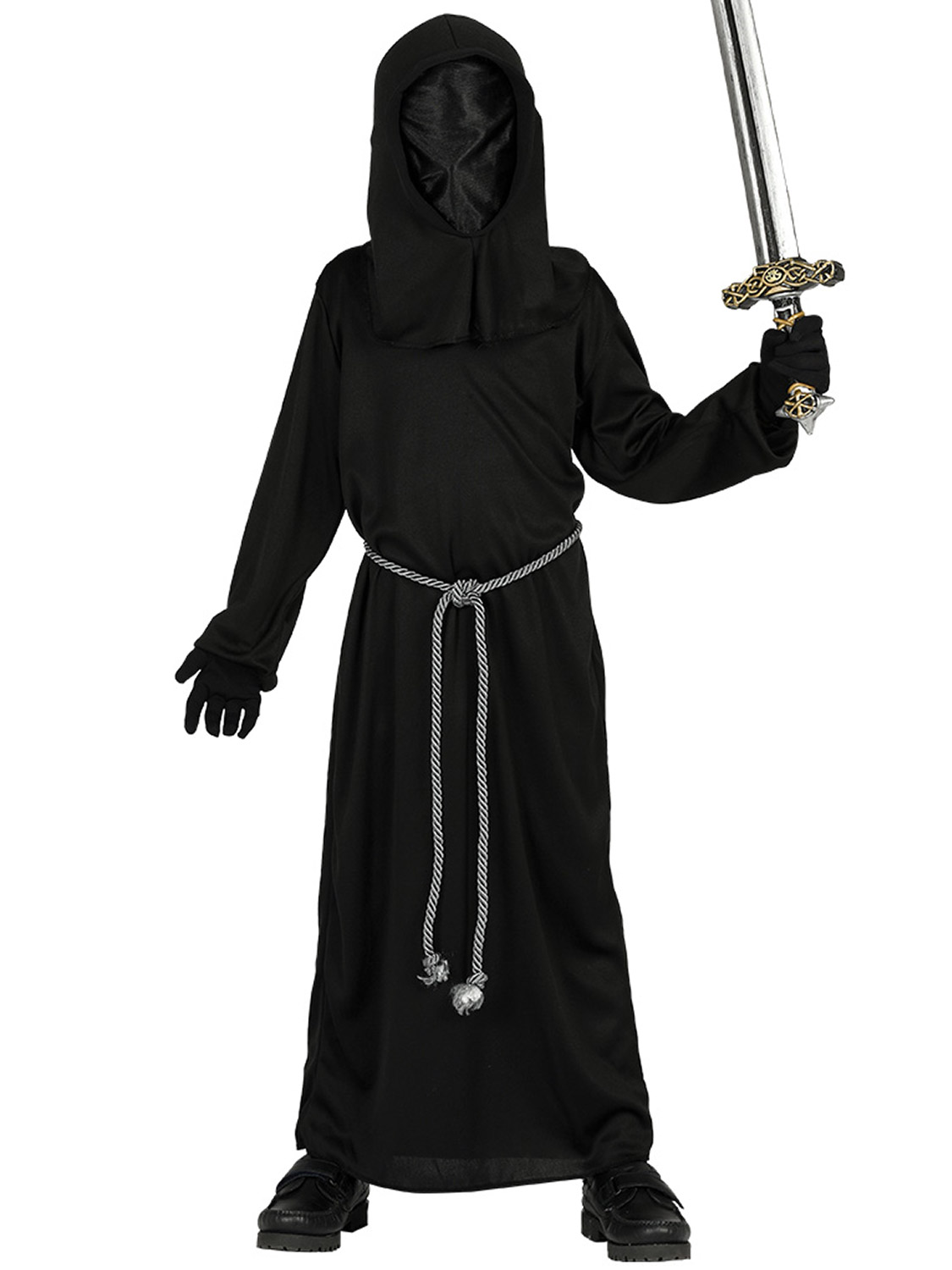 Boys Grim Reaper Costume Kids Halloween Fancy Dress Childrens Horror Death Robe