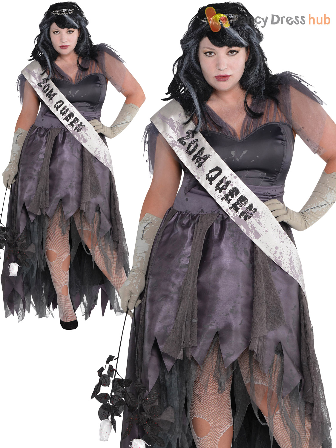 Ladies Zombie Prom Queen Costume Corpse Bride Halloween Fancy Dress Plus Size Ebay