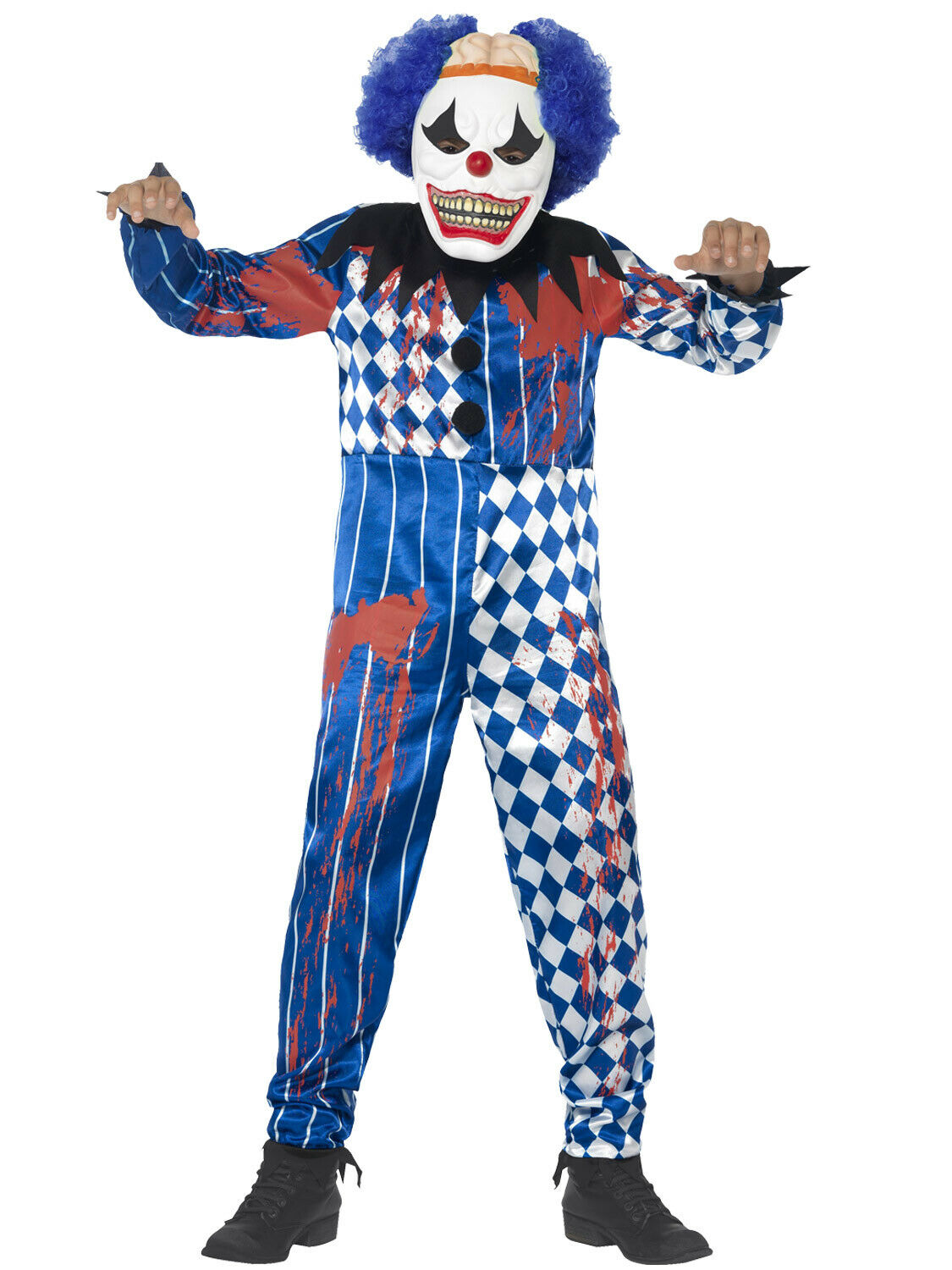 Boys Zombie Killer Clown Costume Evil Scary Circus Horror Halloween ...