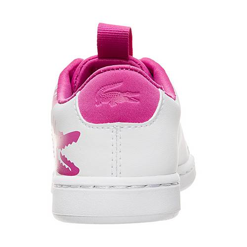 Lacoste Kids Carnaby EVO White Pink Lace Fastening Shoes All Sizes