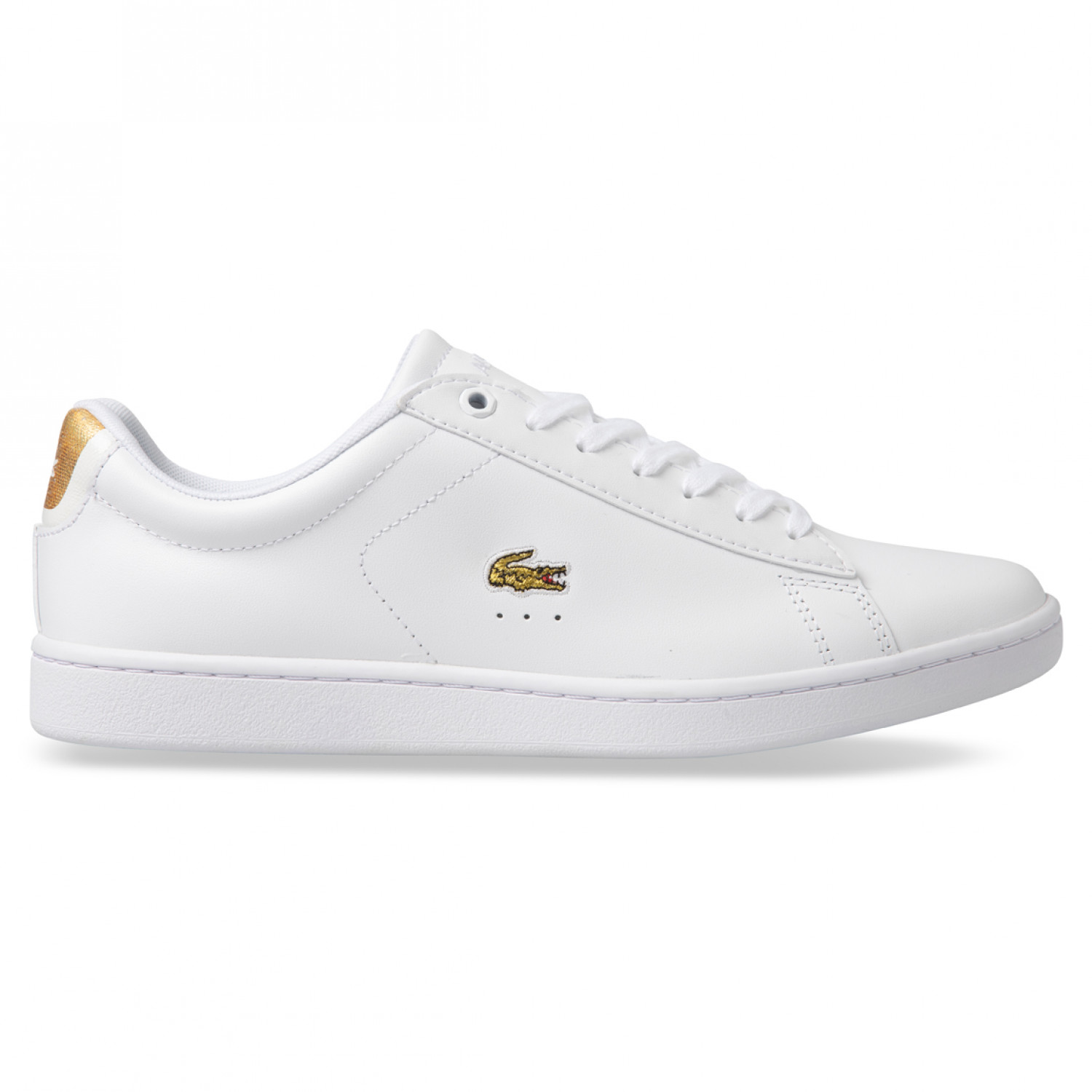 Lacoste Children Carnaby EVO Trainers White Gold Girls Leather Finish ...