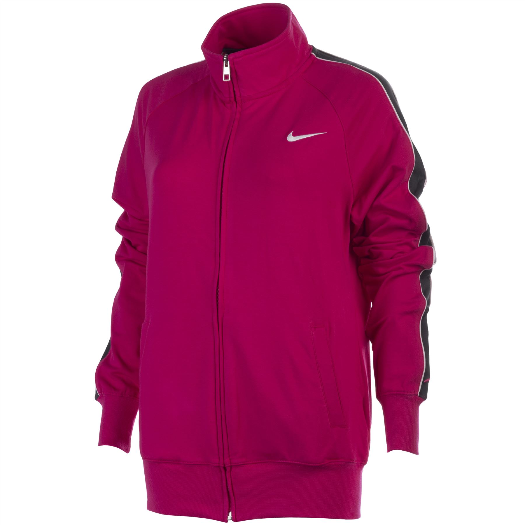 Nike Women's Full Tracksuit Top & Bottoms Black Grey Pink Sports ...