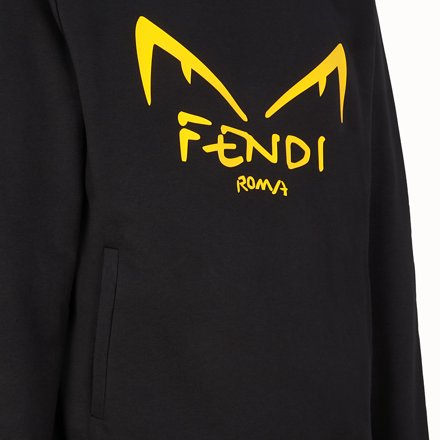 Fendi Black Jersey Sweater Diabolic Eyes Mens Jumper Hoodie Hood ...