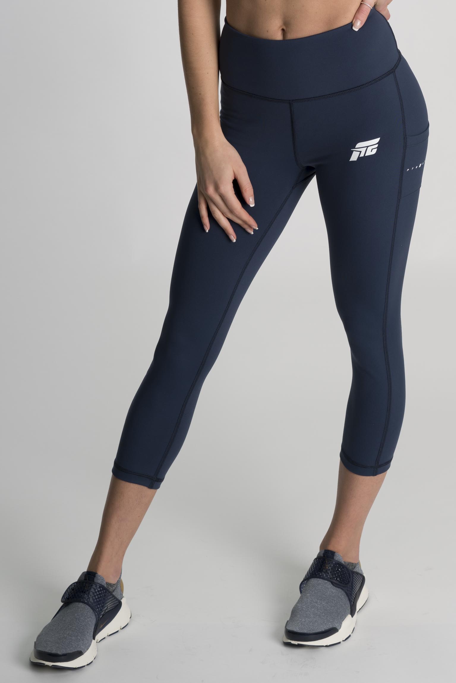 Feed The Gains Women/'s Grey Figure Capri Leggings FTG Gym Clothing 3//4 Bottoms
