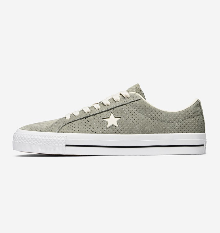 Converse Mens Cons Skate One Star Pro Ox Lace Up Perforated Grey Suede ...