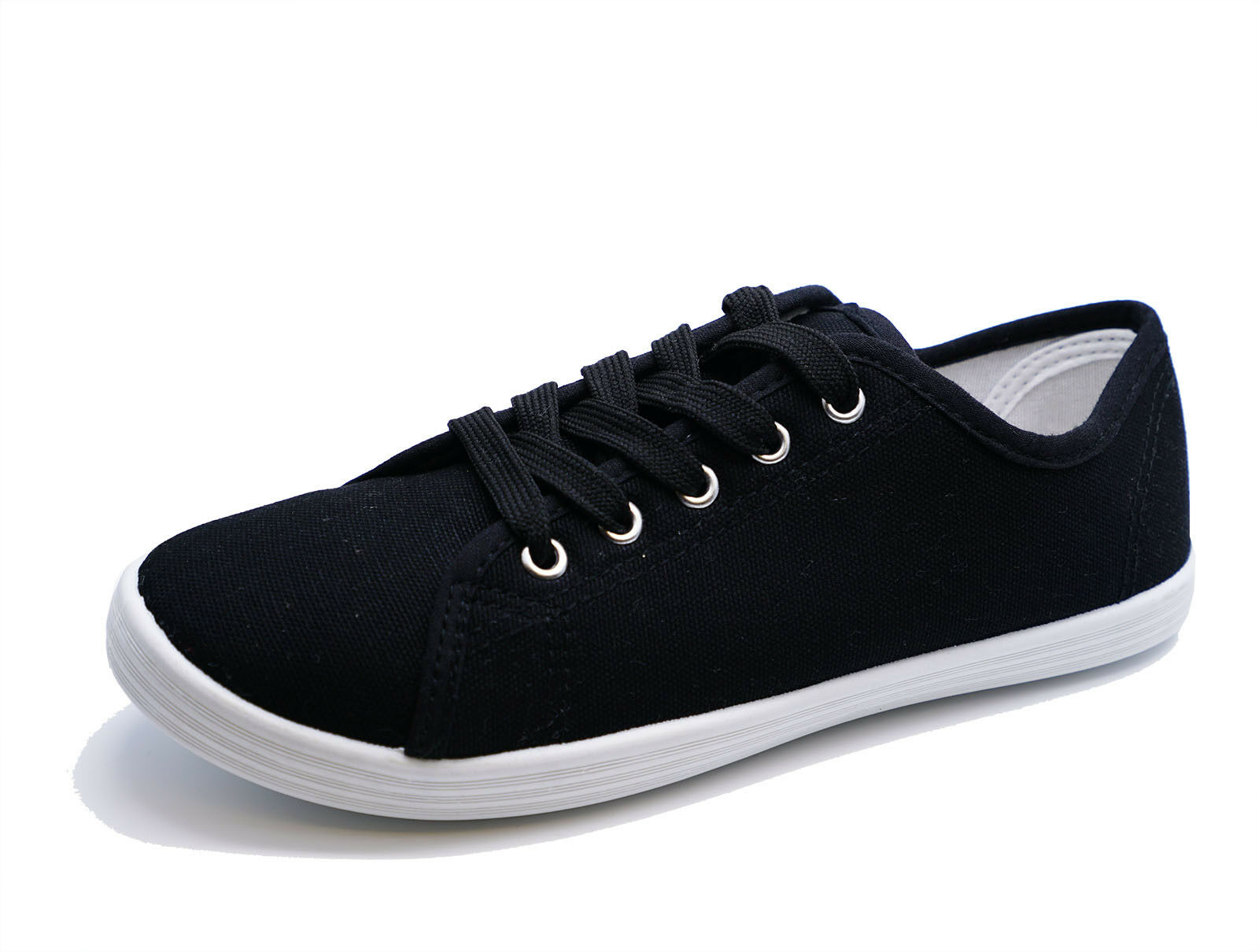 ladies black canvas trainers