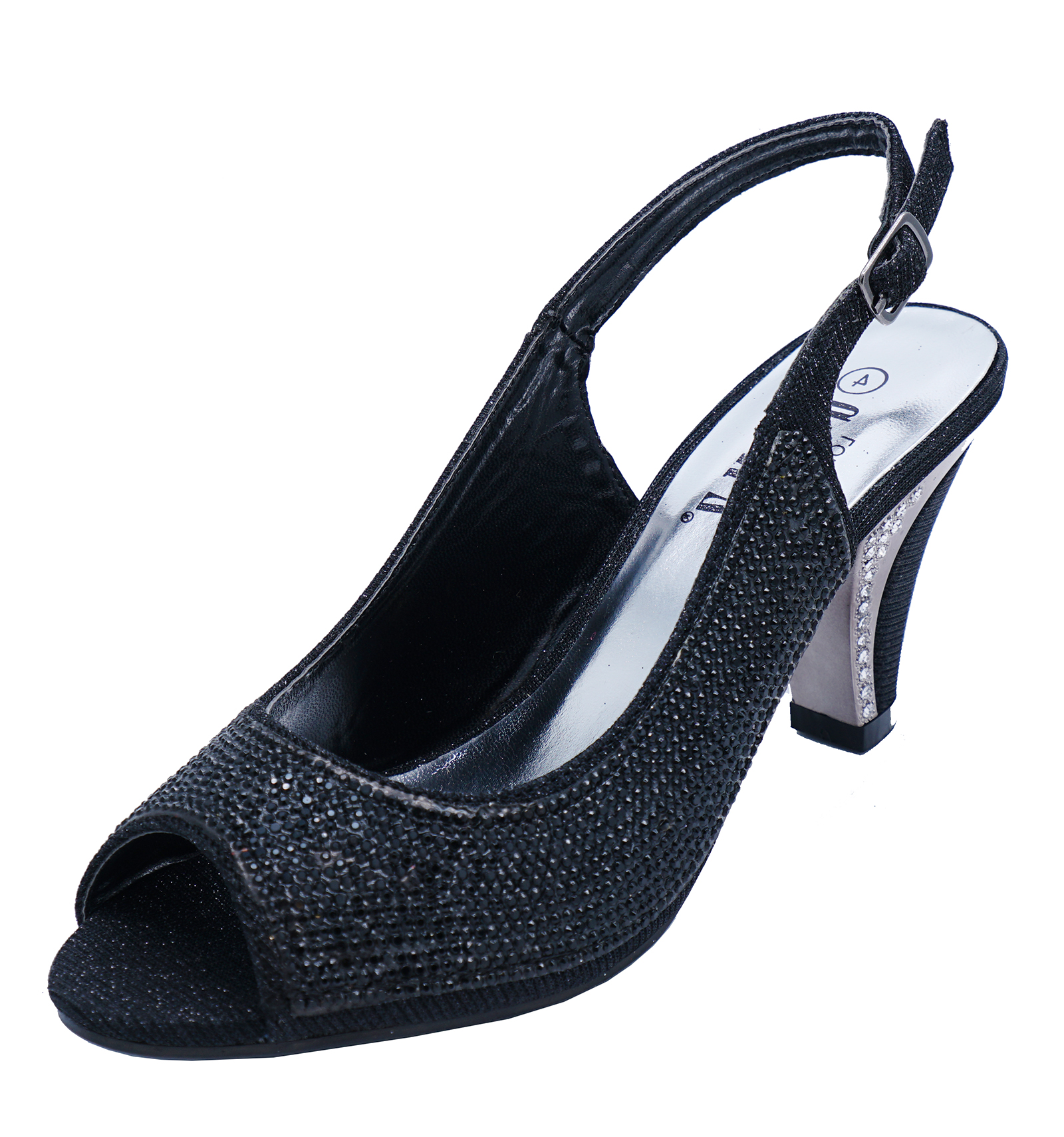 black peep toe slingback shoes