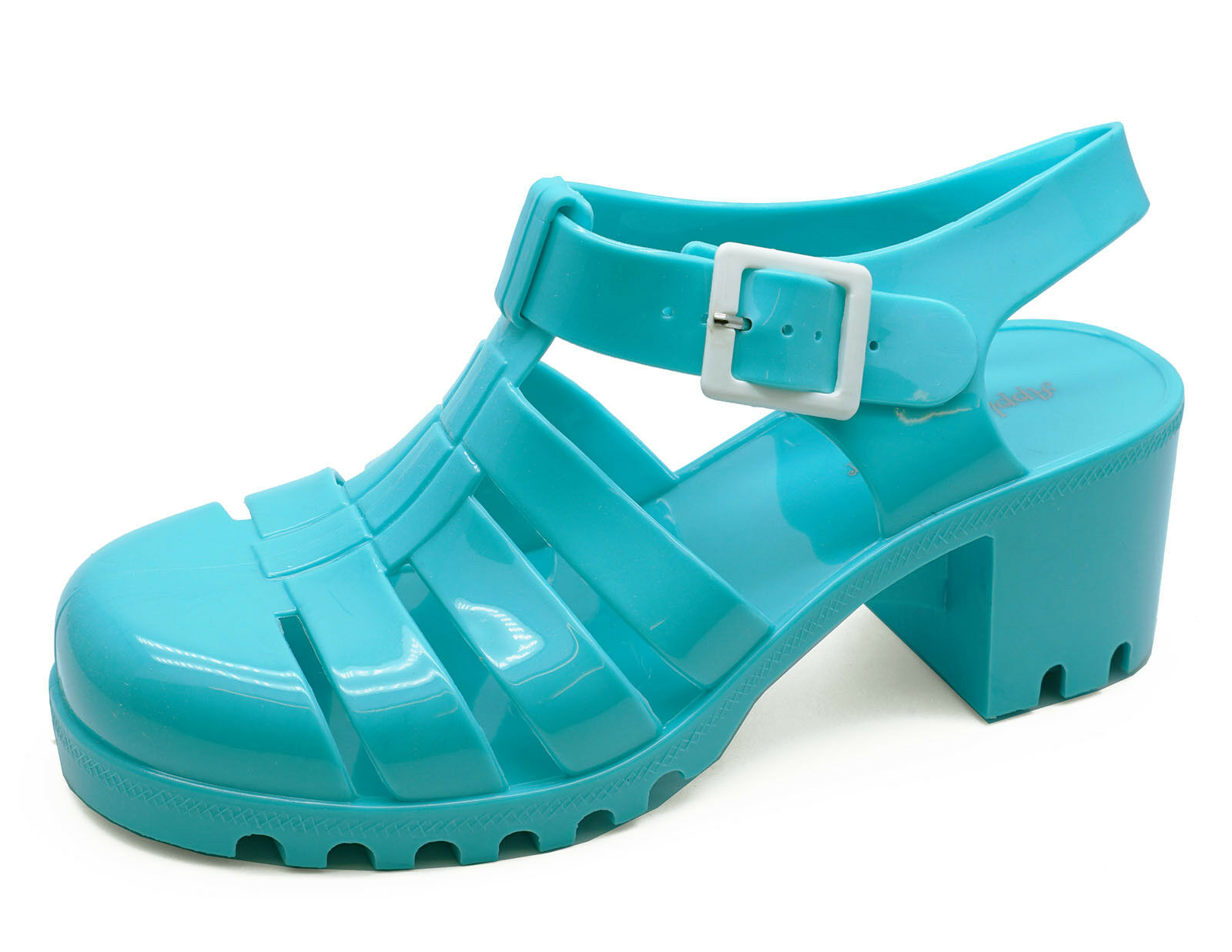 LADIES BLUE JELLY GLADIATOR RETRO SANDALS FESTIVAL BEACH