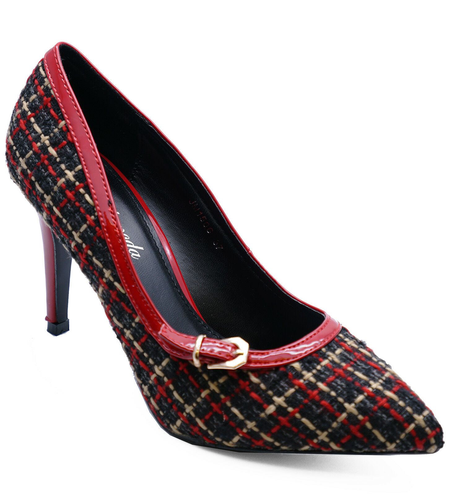 LADIES RED BLACK OR TEAL PLATFORM STILETTO WOMENS TWEED COURT SHOES SIZES 3-8