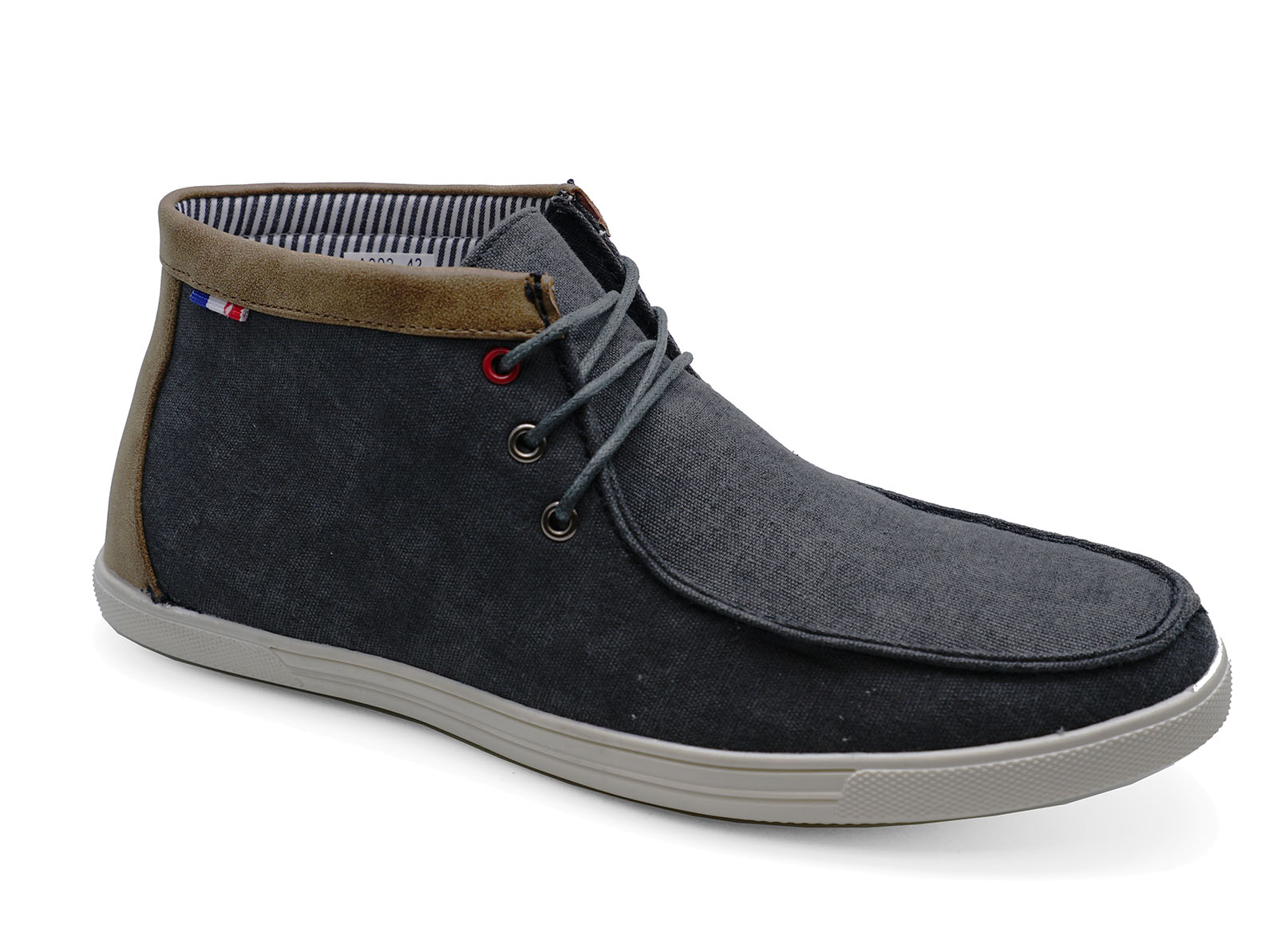MENS SMART GREY CANVAS CASUAL LACE-UP ANKLE DESERT COMFY BOOTS SHOES UK