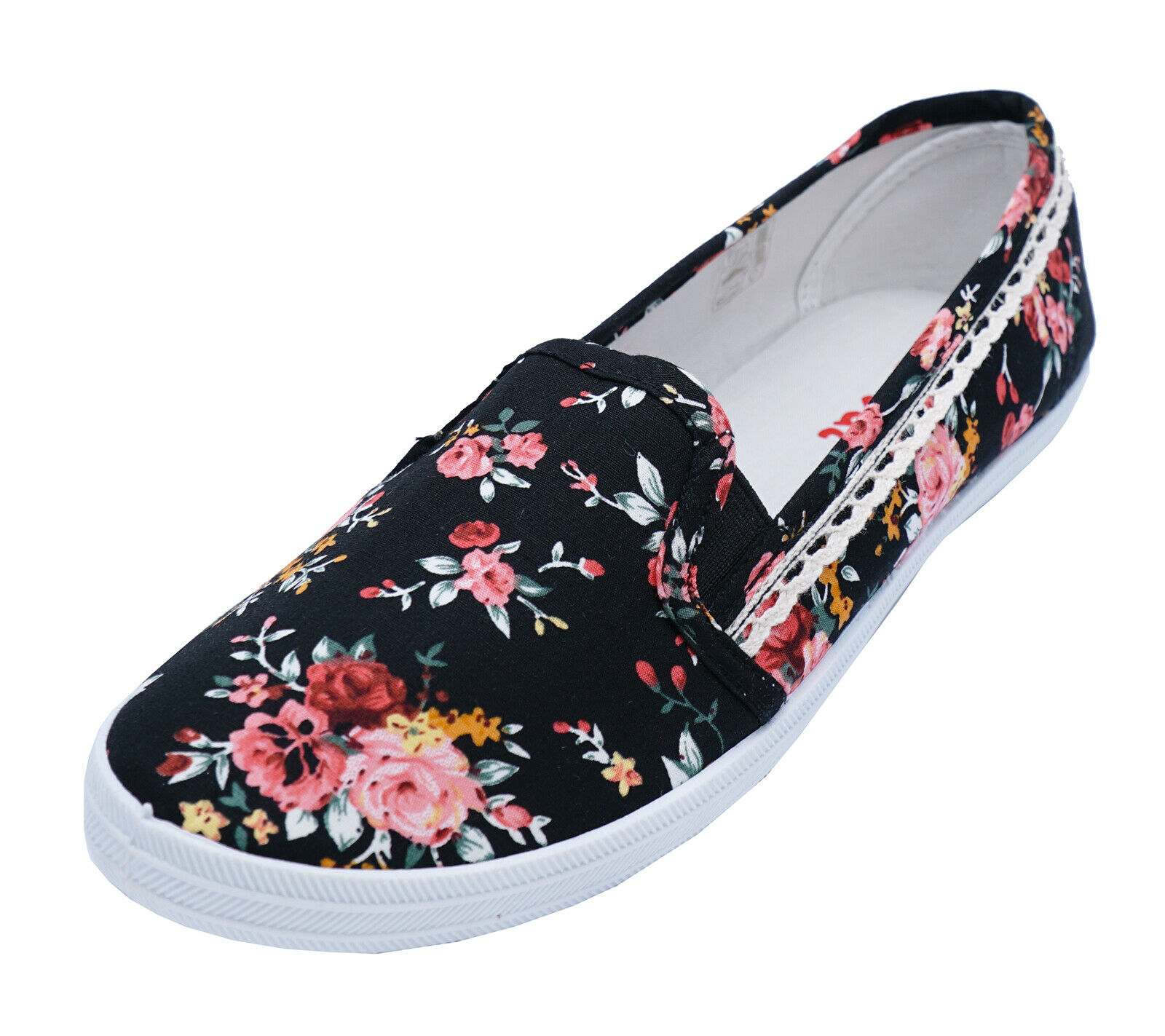 floral canvas slip on shoes