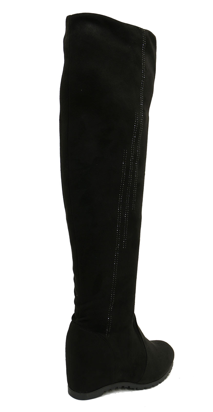 KNEE HIGH RUCHED WEDGE BOOTS SHOES UK 
