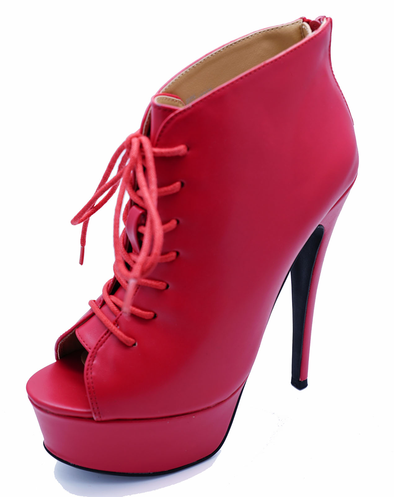 LADIES RED ZIP UP PLATFORM PEEP TOE LADIES RED ZIP UP PLATFORM PEEP TOE