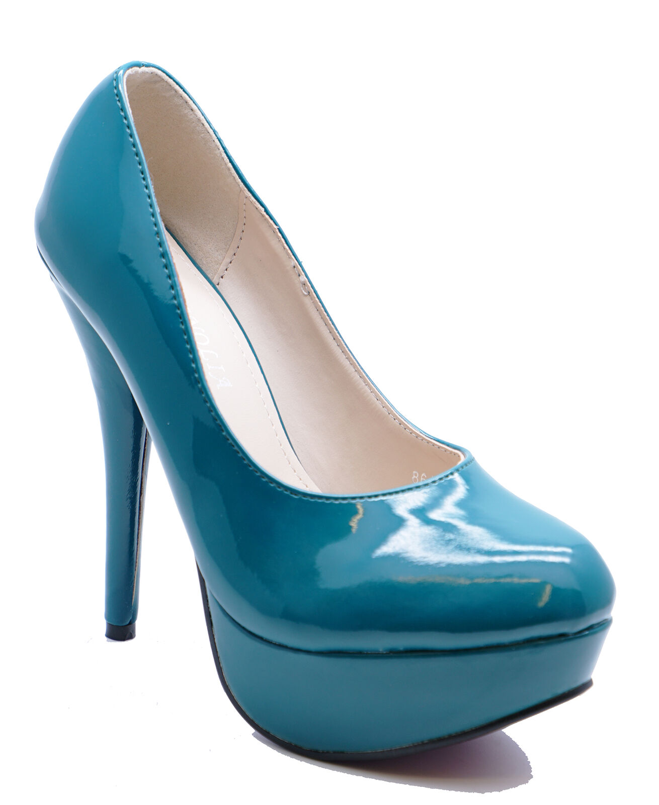 blue patent court shoes