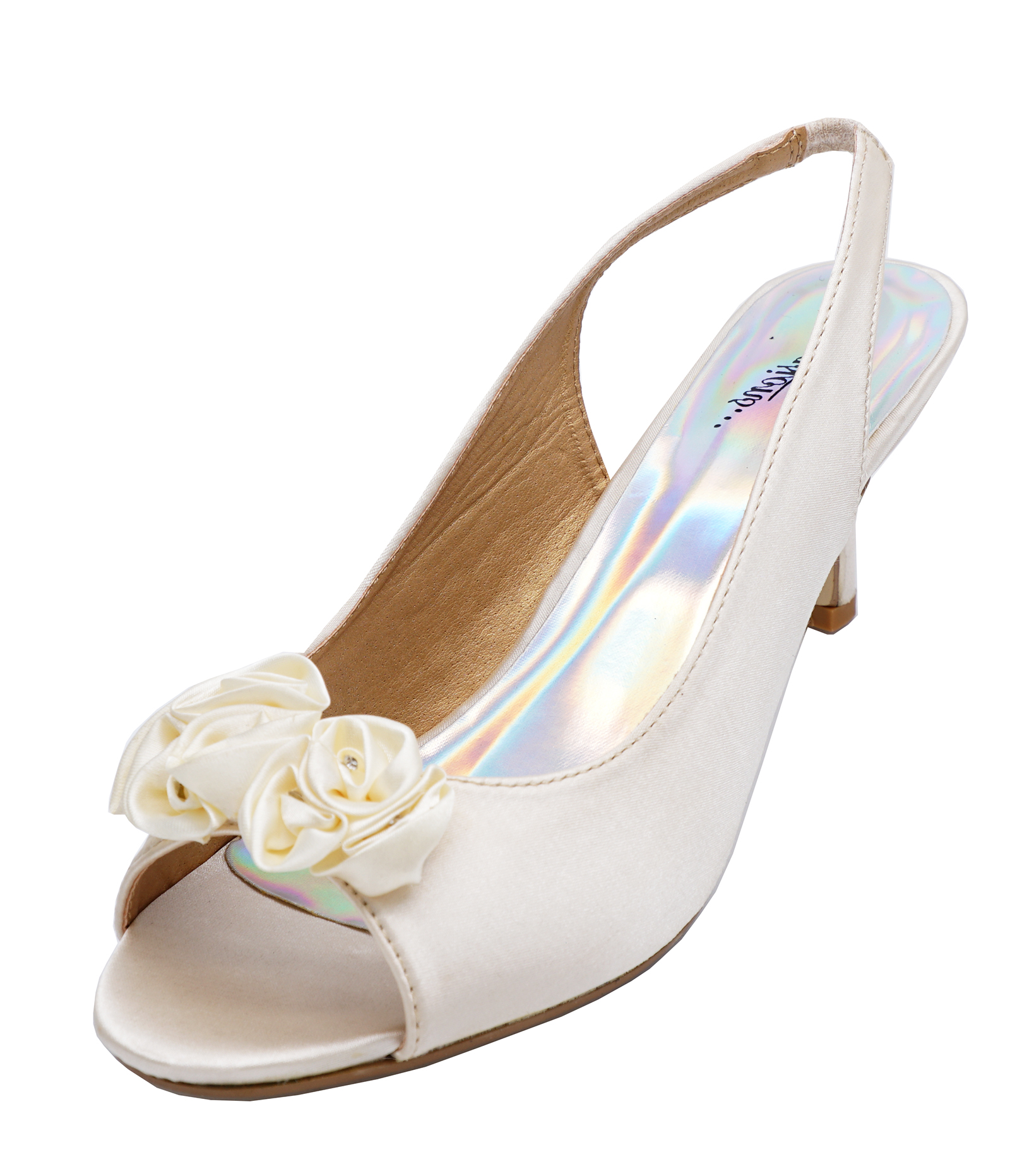 cream low heel shoes