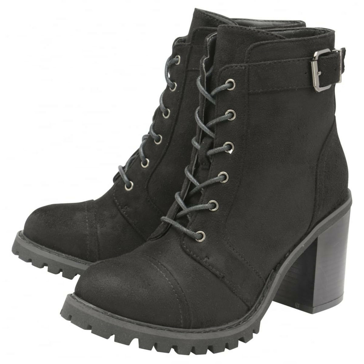 ladies black chunky boots