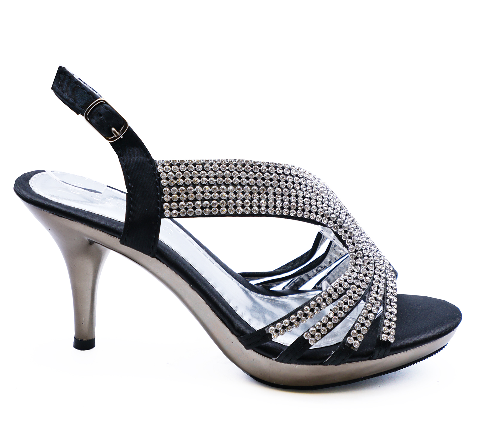 black and diamante shoes
