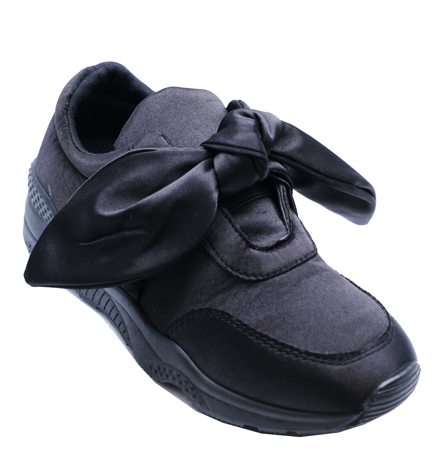 black satin bow shoes