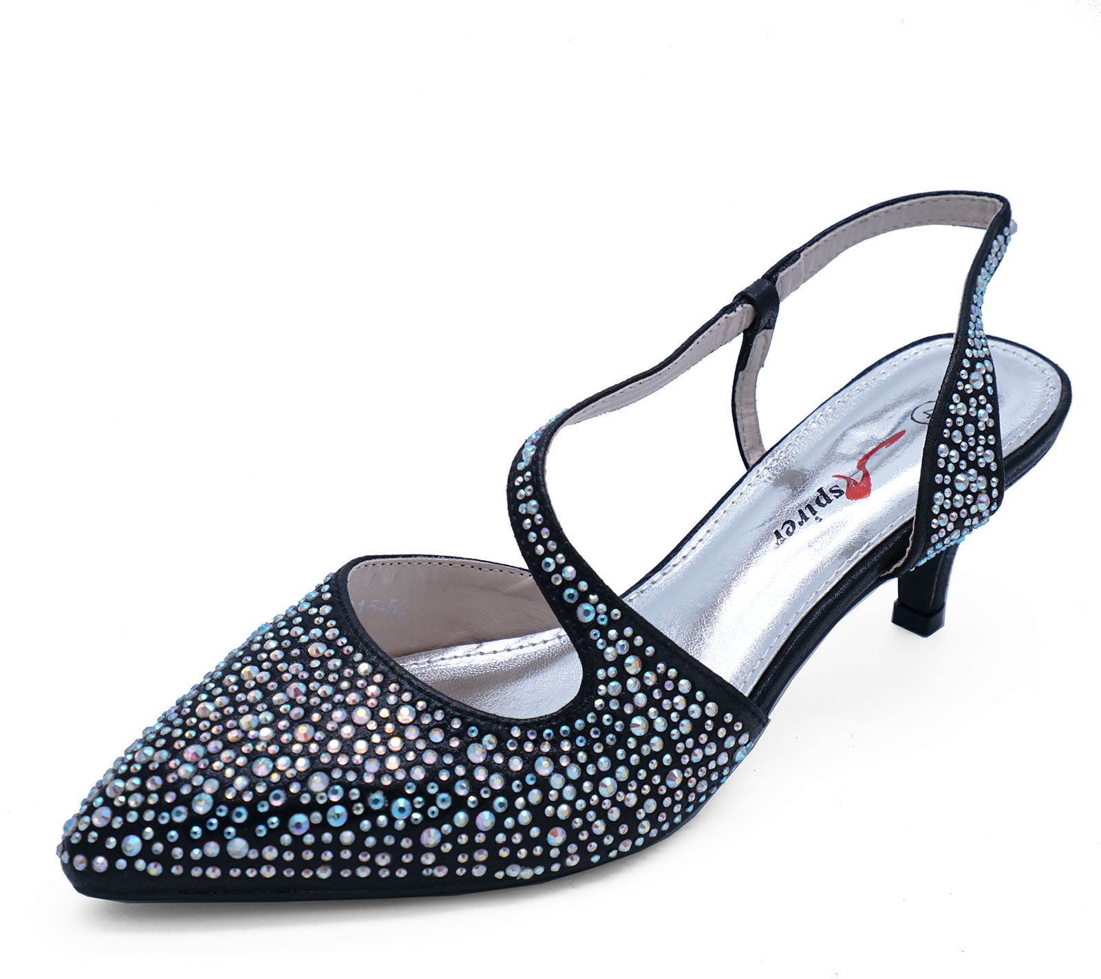 LADIES BLACK KITTEN-HEEL WEDDING PROM 