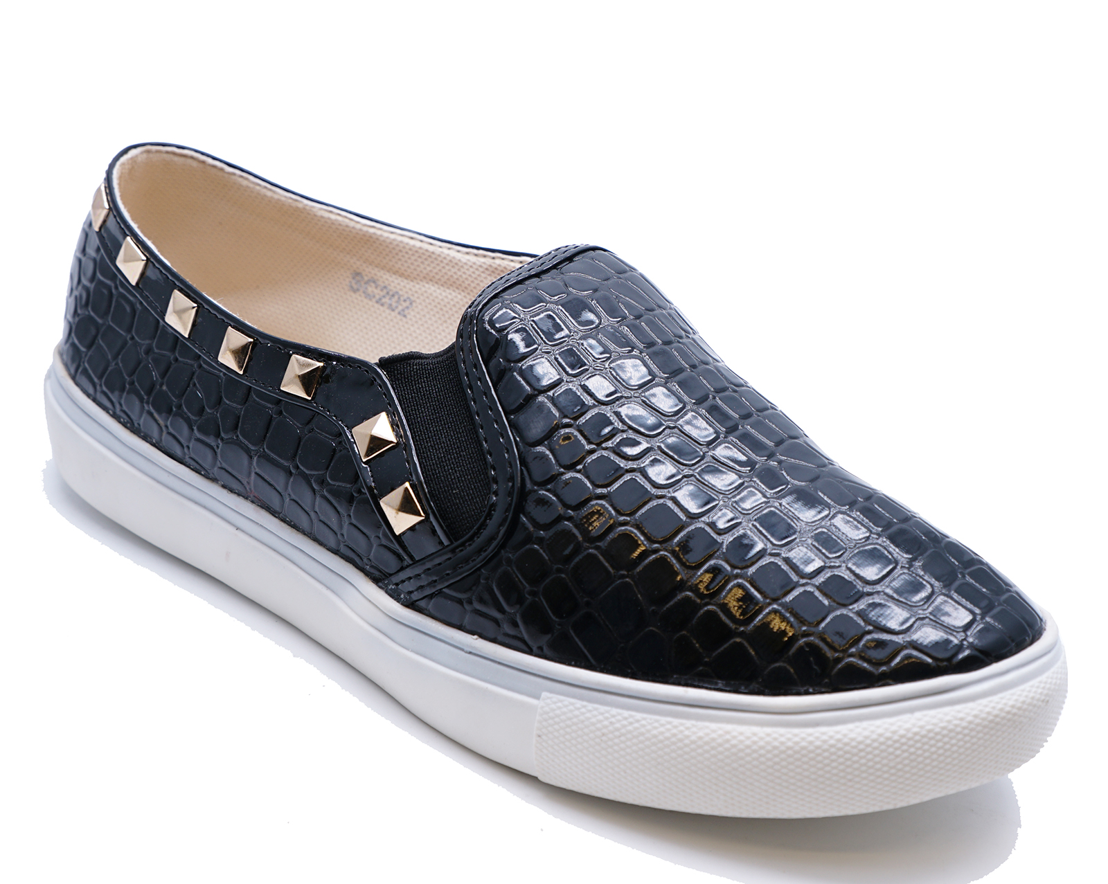 black flat slip on shoes