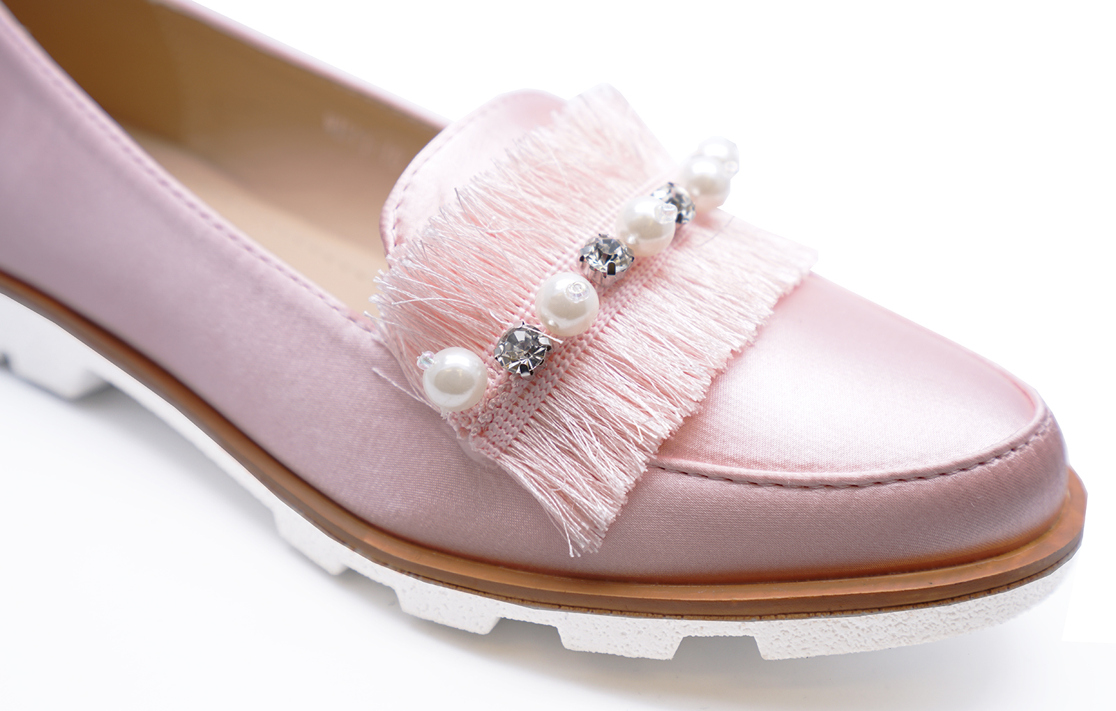 LADIES PINK SLIP-ON STUD LOAFERS SMART CASUAL FLAT COMFY PUMPS SHOES SIZES 3-8