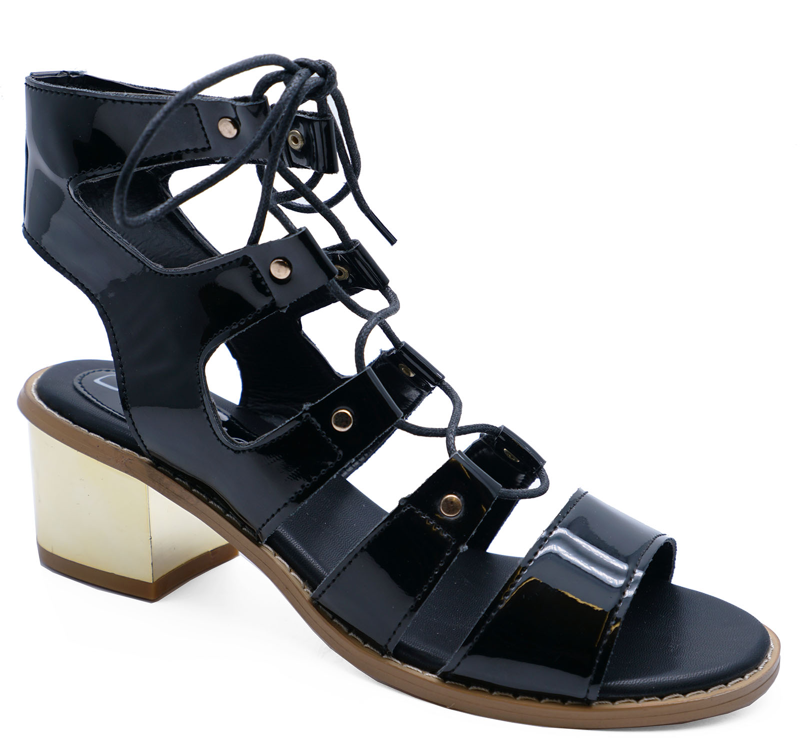 LADIES BLACK LACE-UP GLADIATOR PEEP-TOE STRAPPY SANDALS SHOES BOOTS SIZES 3-8 | eBay