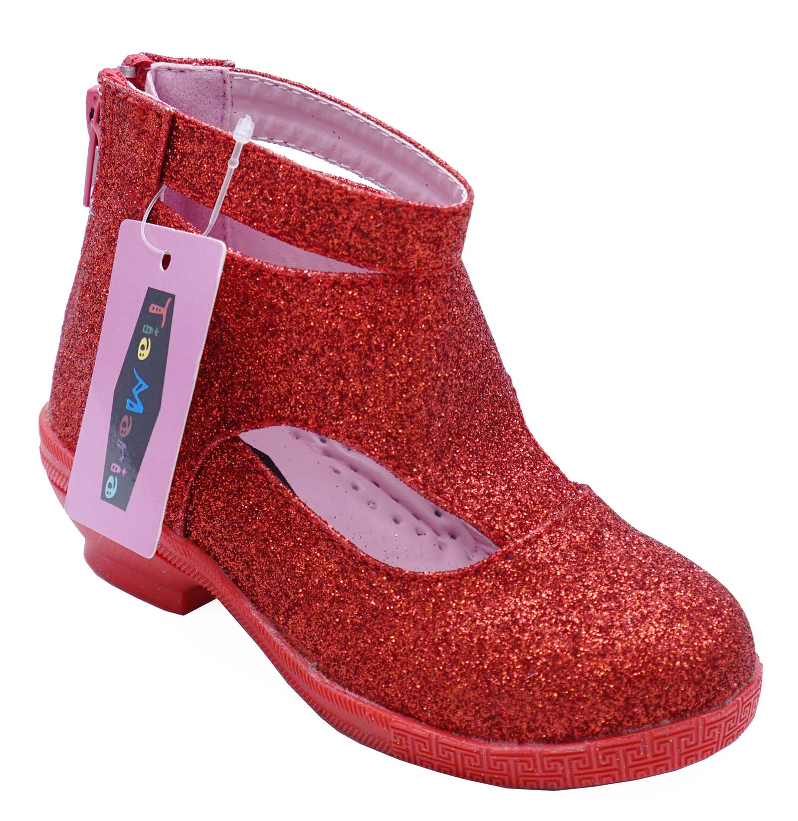 GIRLS CHILDRENS RED PARTY ZIP KIDS LOW HEEL GLITTER BOOTS GIRLS CHILDRENS RED PARTY ZIP KIDS LOW HEEL GLITTER BOOTS