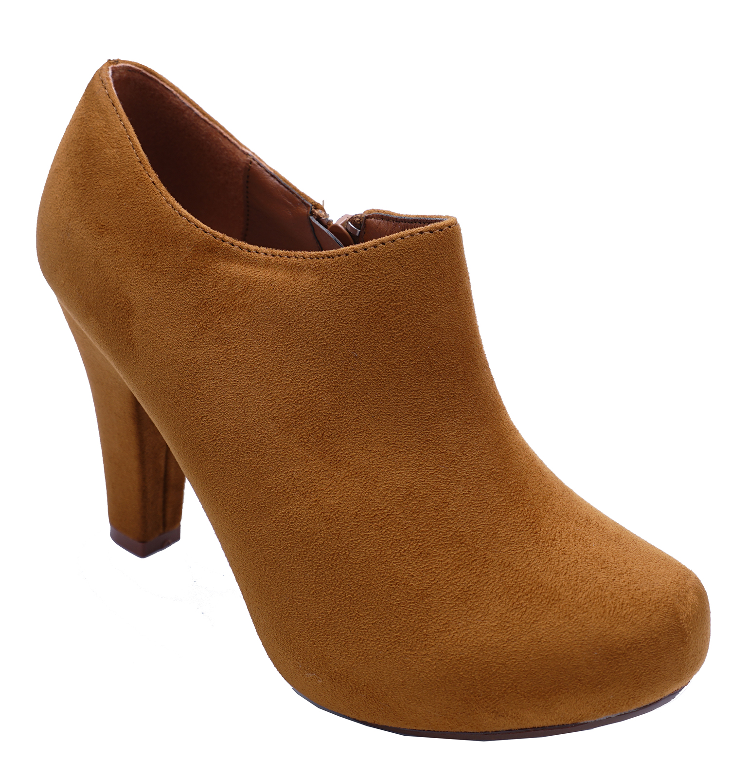 LADIES TAN ZIP-UP SMART CASUAL WORK COMFY CHELSEA ANKLE BOOTS SHOES ...