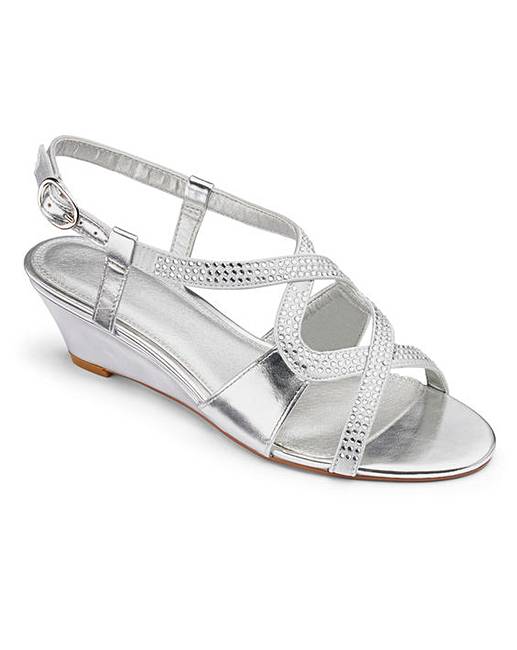 ladies wide fit silver shoes