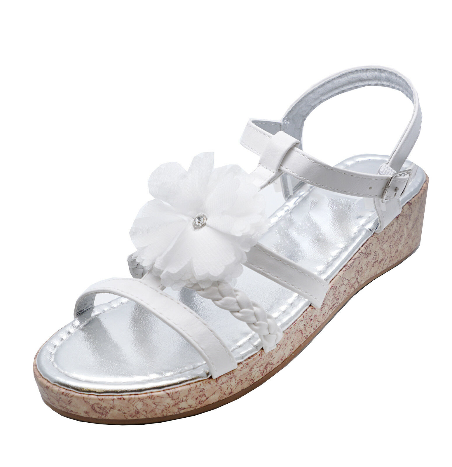 Girls Flower Design Strappy Sandals Summer Holiday Comfortable UK Sizes 4-8