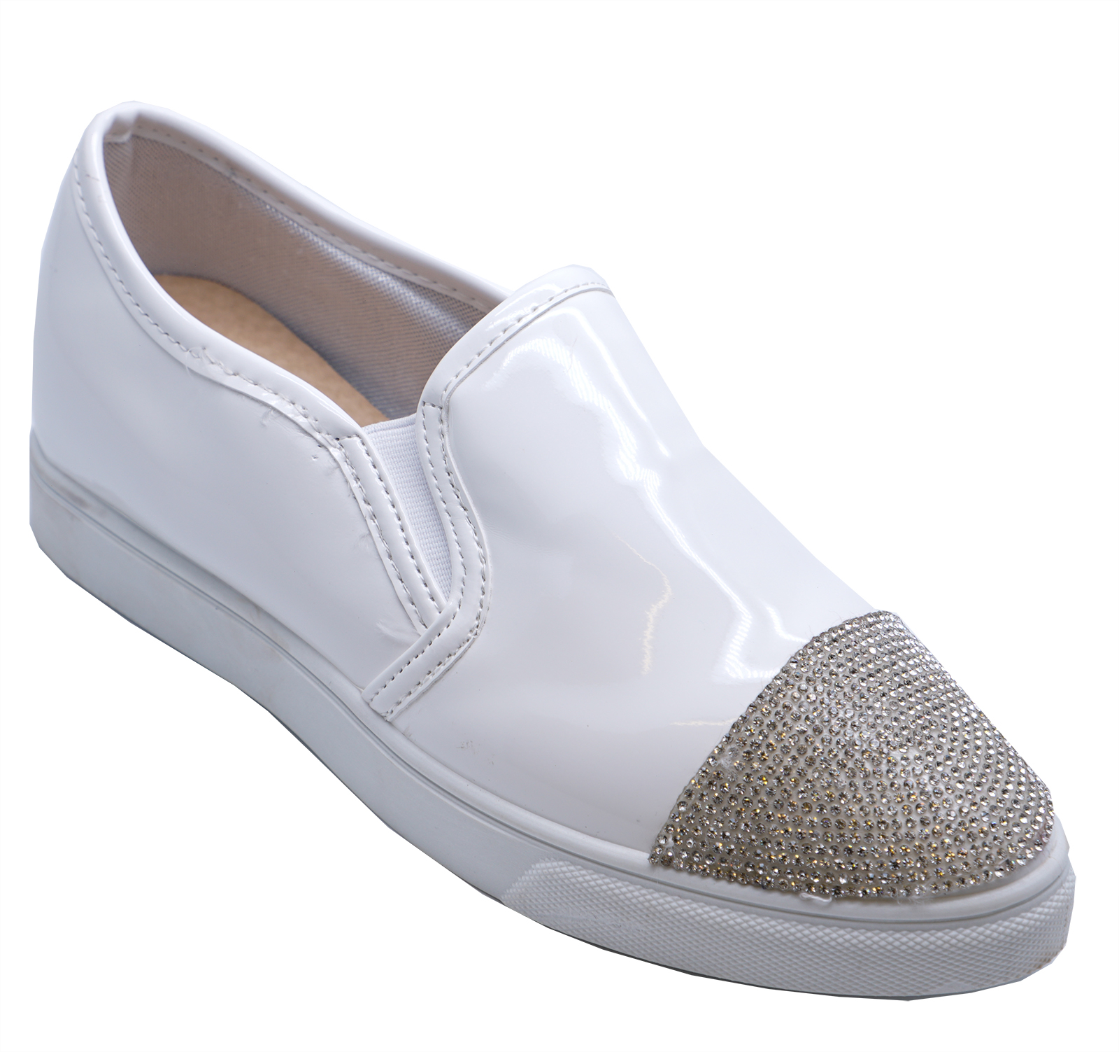 ladies white diamante trainers