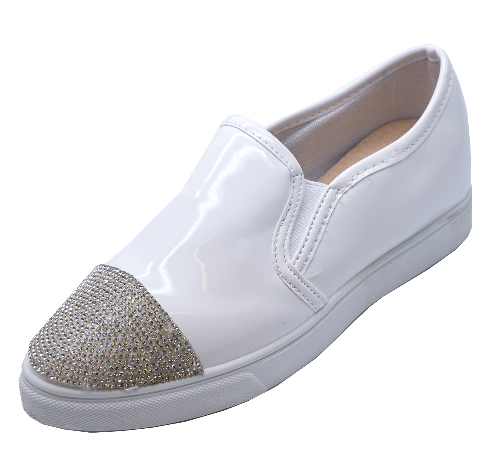 ladies white diamante trainers