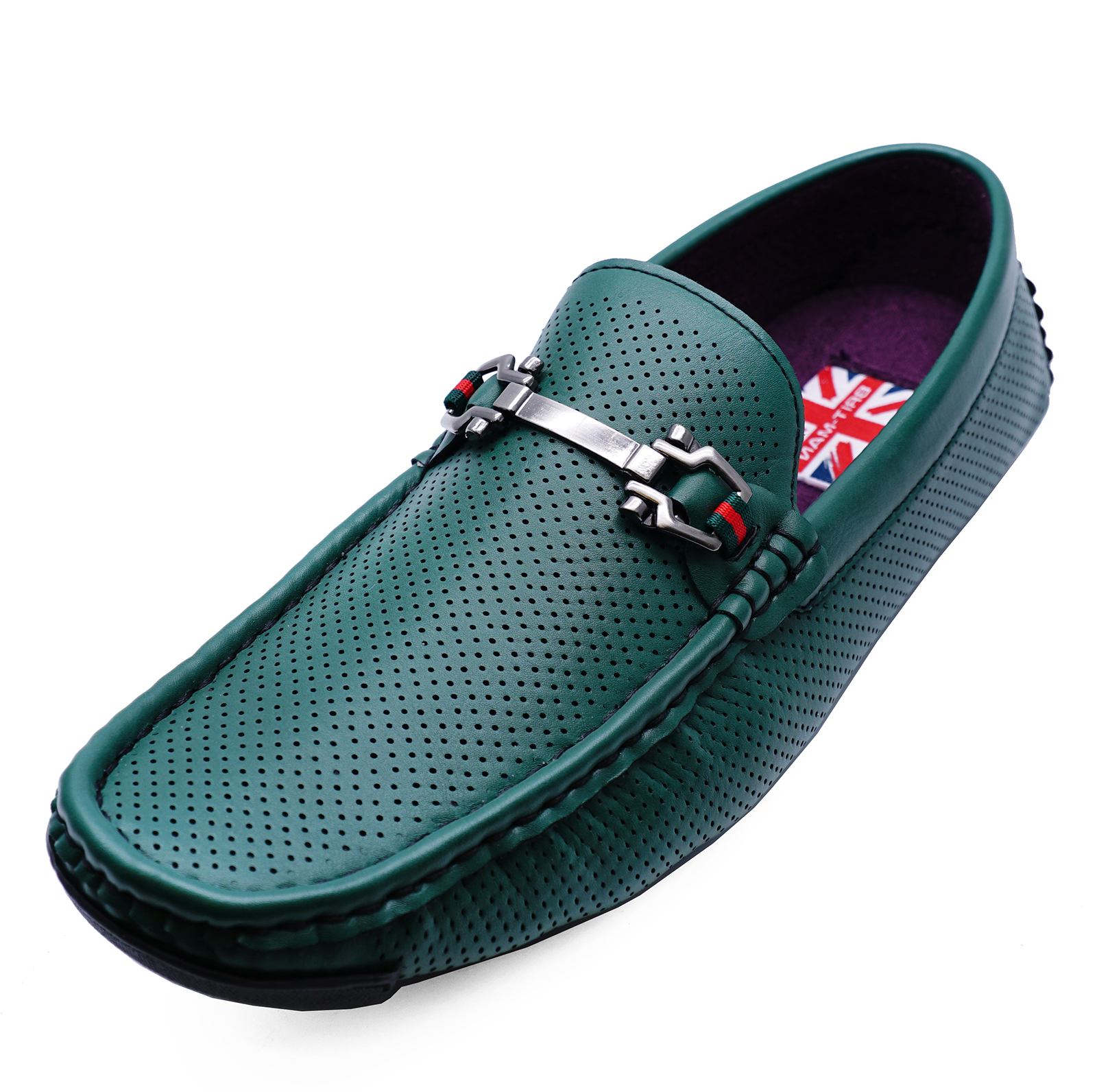 MENS FLAT GREEN SLIP-ON MOCCASINS LOAFERS SMART CASUAL ...