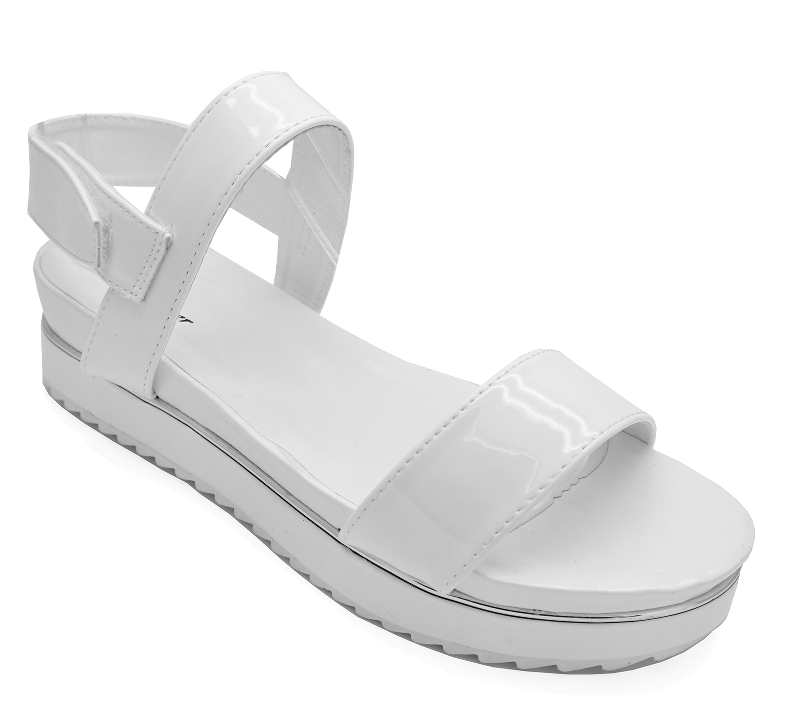 WOMENS WHITE PEEP-TOE FLATFORM WEDGE SANDALS COMFY SUMMER SHOES PUMPS UK 3-8