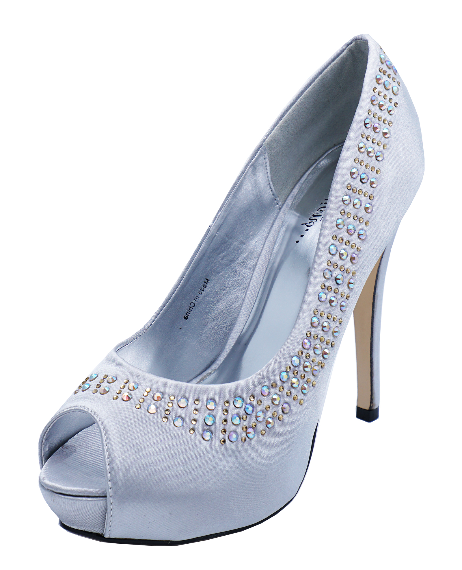 silver diamante high heels