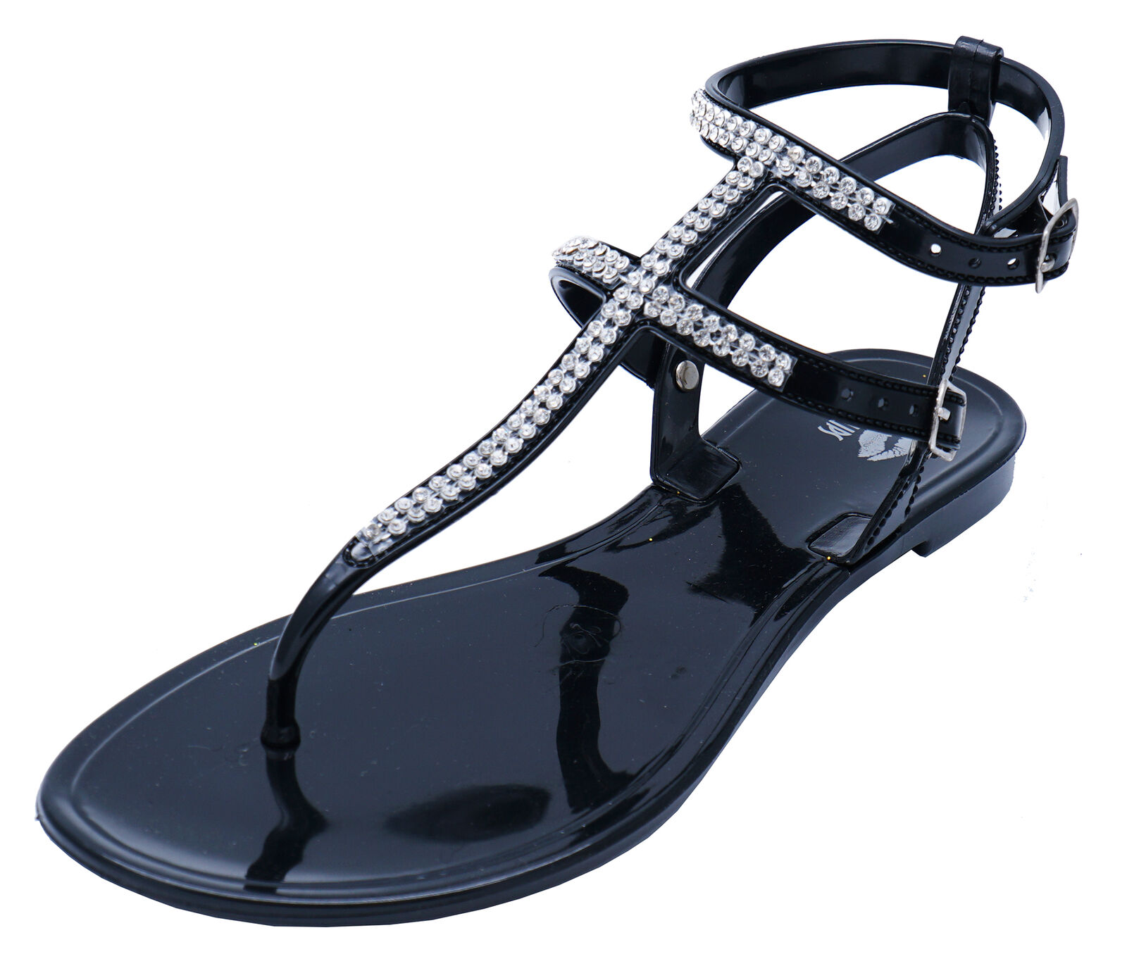 black diamante jelly sandals