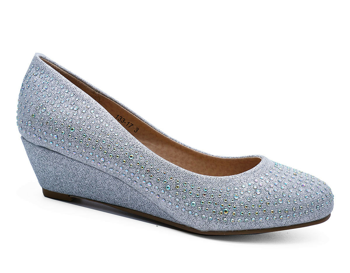 silver evening wedges