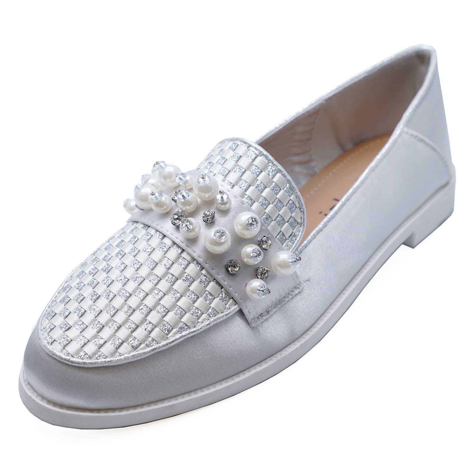 womens silver loafers uk