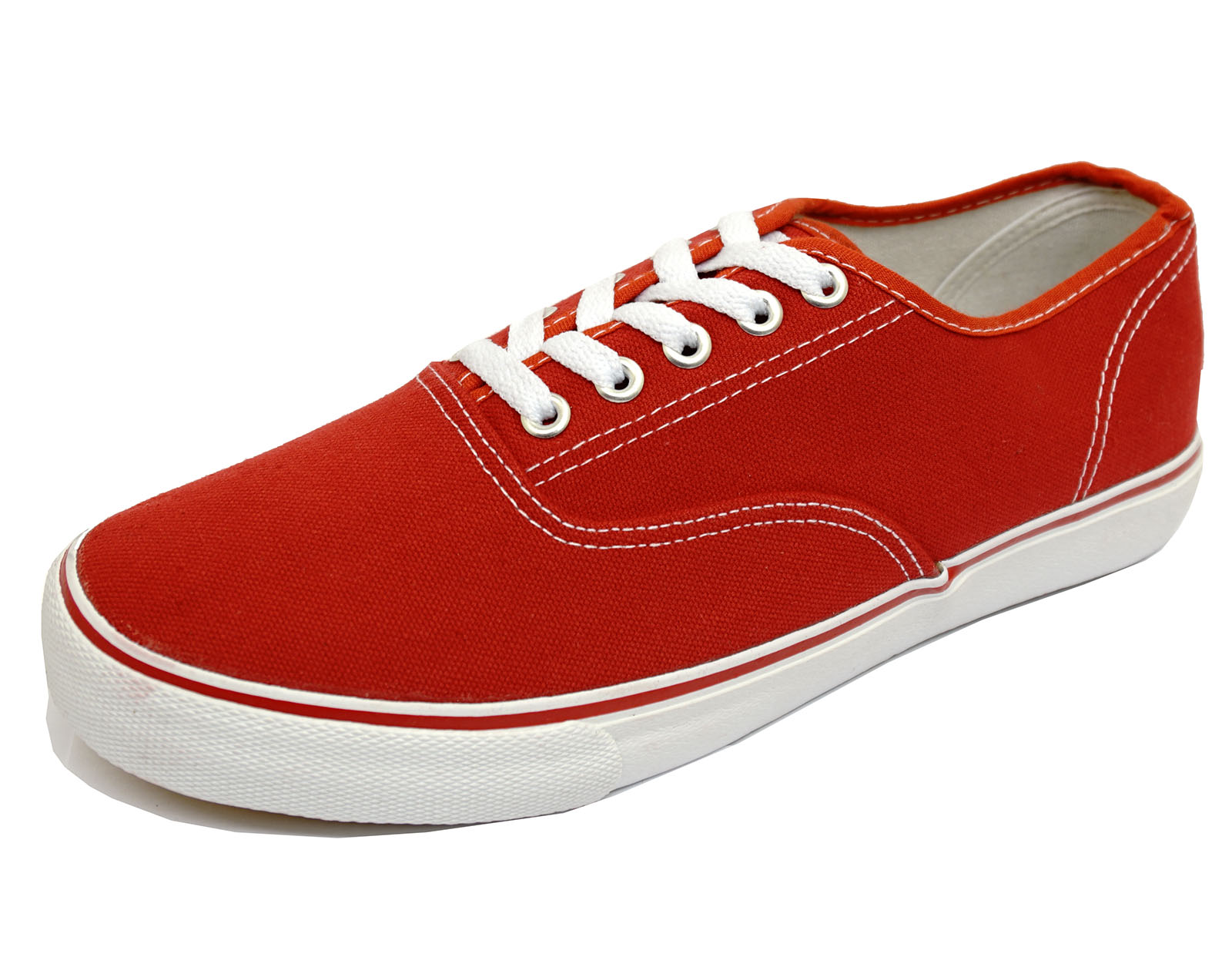 MENS COMFY RED CANVAS LACE-UP TRAINER PLIMSOLE TRAINERS PUMPS DECK SHOES 6-11
