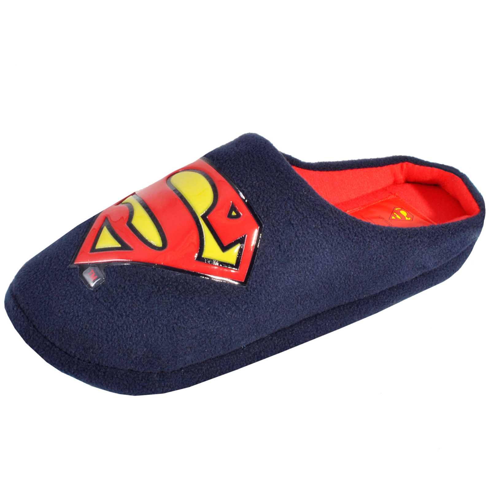 MENS NOVELTY SUPERMAN SLIPPERS SLIP-ON WARM COMFY INDOOR MULES XMAS ...