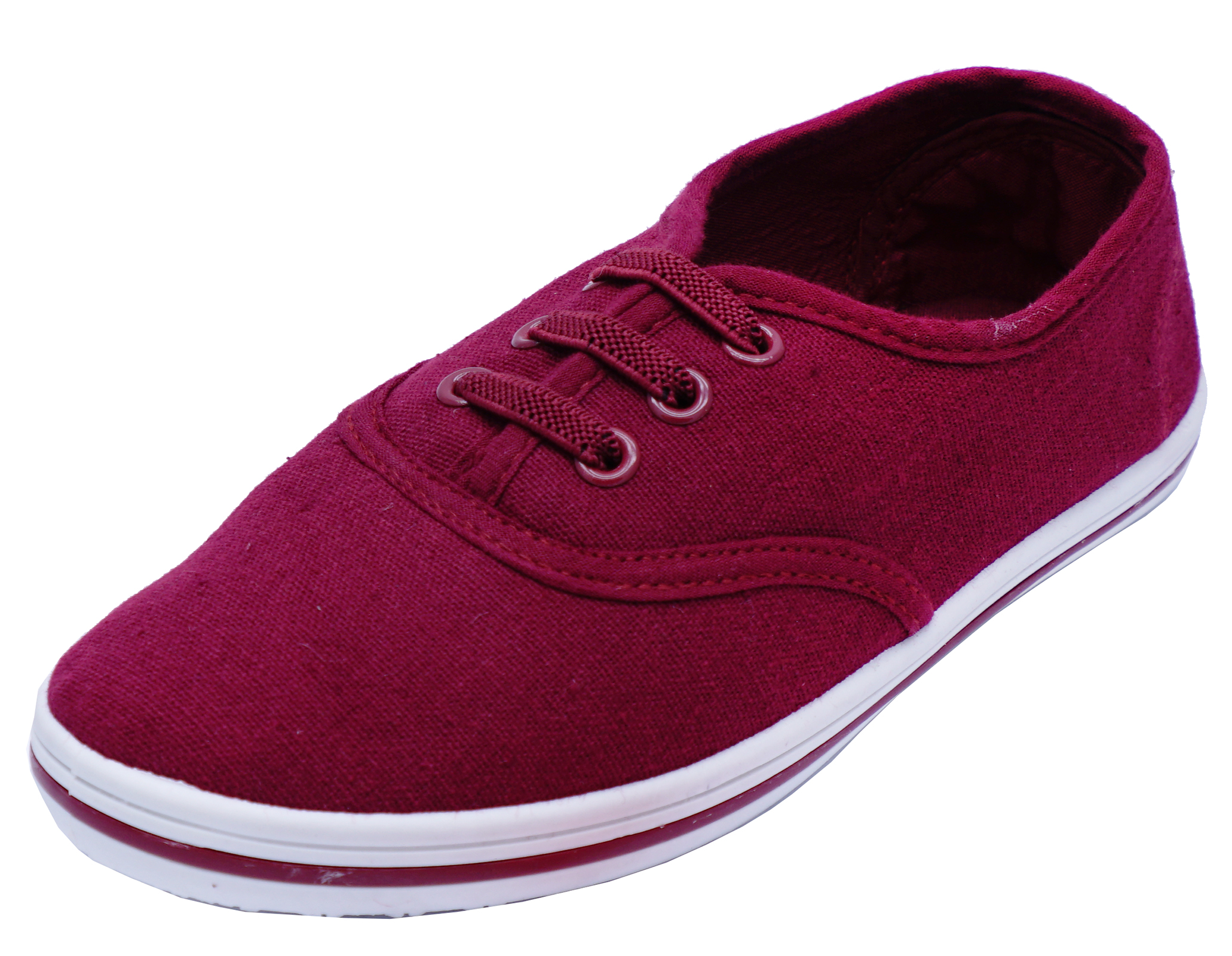 GIRLS BOYS CHILDRENS BURGUNDY SLAZENGER PLIMSOLL TRAINER PUMPS KIDS SHOES 4-13