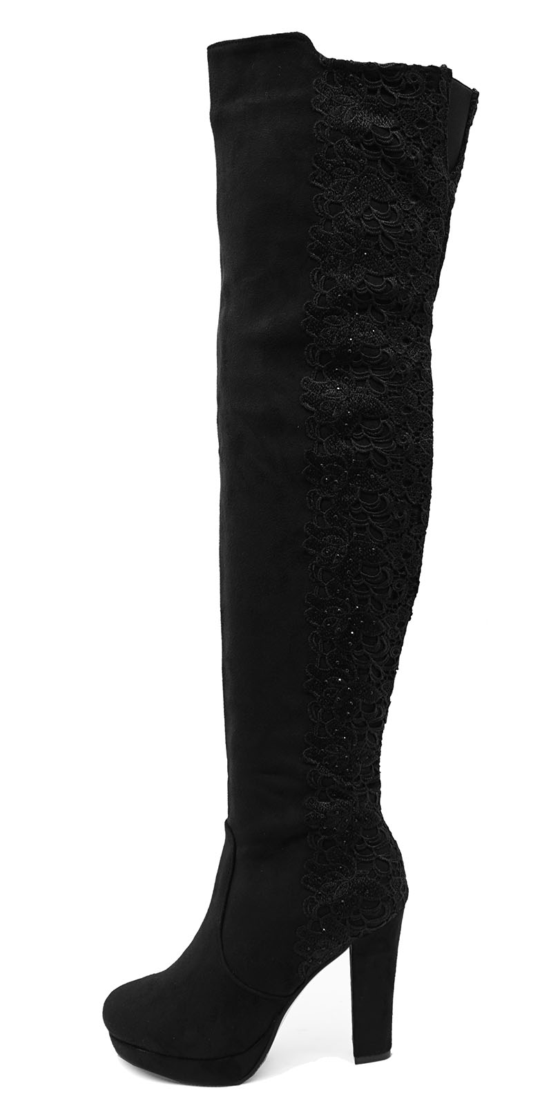 black knee high lace up platform boots